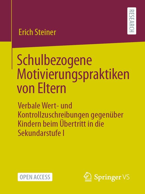 Title details for Schulbezogene Motivierungspraktiken von Eltern by Erich Steiner - Available